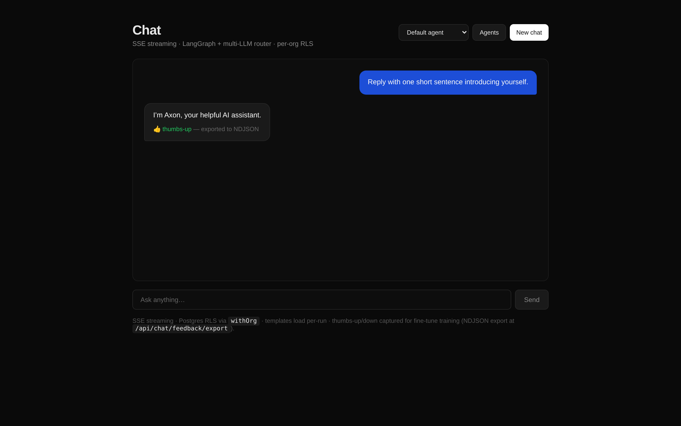 Streaming agentic chat with tool calls and citation rendering.