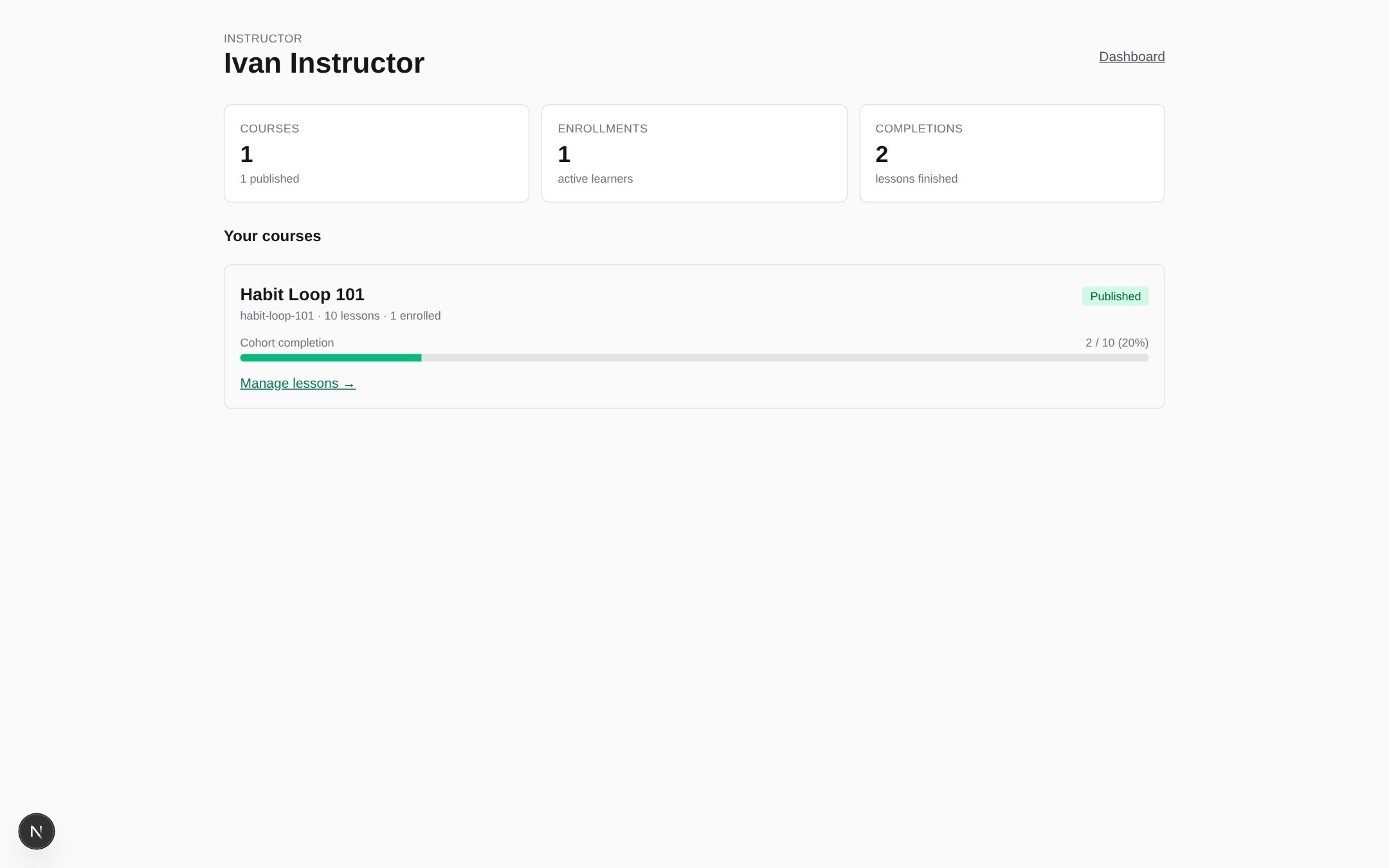 Instructor dashboard per cohort
