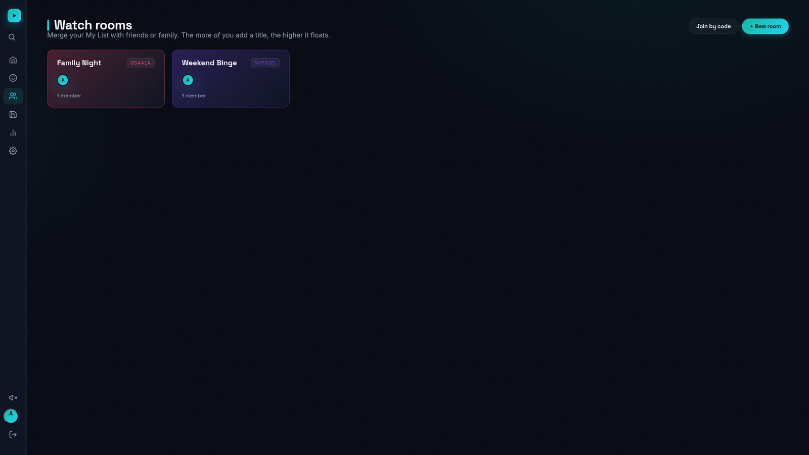 Watch rooms with invite codes