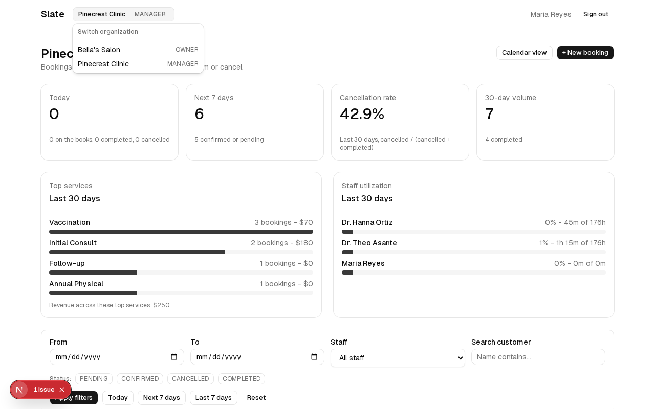 Organization switcher for multi-tenant access
